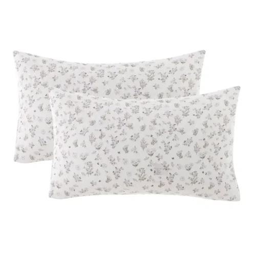 Blanc Mariclo Couette Double Hiver Fleuri avec Taies d’oreiller – Image 3