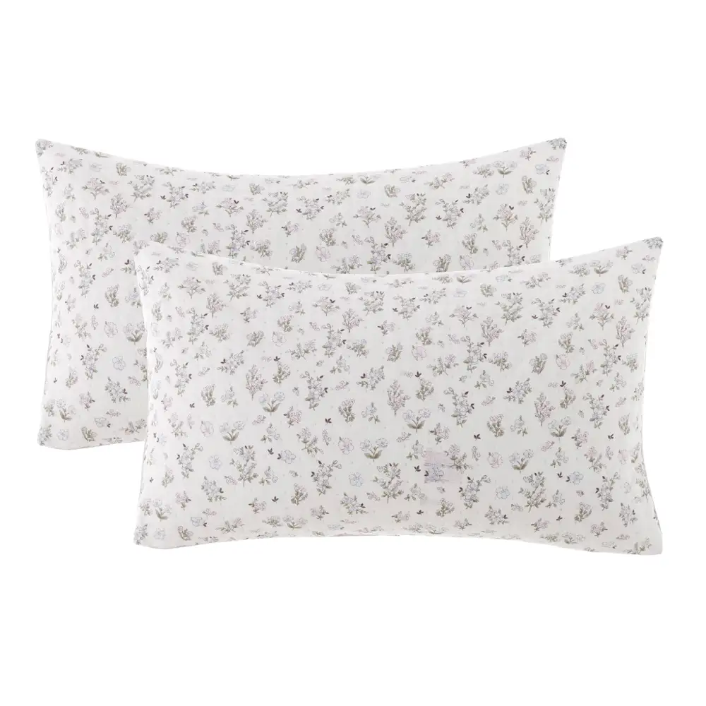 Blanc Mariclo Couette Double Hiver Fleuri avec Taies d’oreiller – Image 3