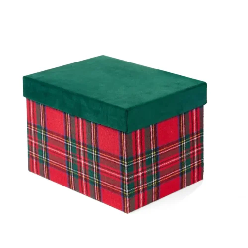 Set 2 scatole rettangolari tartan con coperchio verde 30 e 33 cm - immagine 3