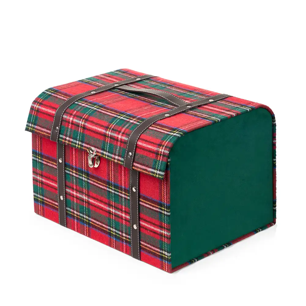 Set 2 bauli tartan con lati verdi effetto velluto - immagine 2