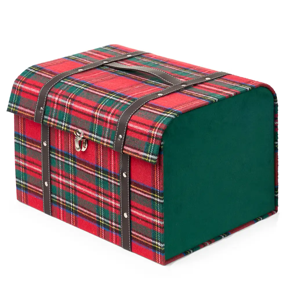 Set 2 bauli tartan con lati verdi effetto velluto - immagine 3