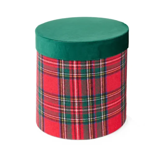 Alternative view of Set 2 scatole rotonde tartan con coperchio verde diametro