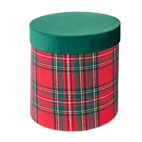 Set 2 scatole rotonde tartan con coperchio verde diametro - immagine 3