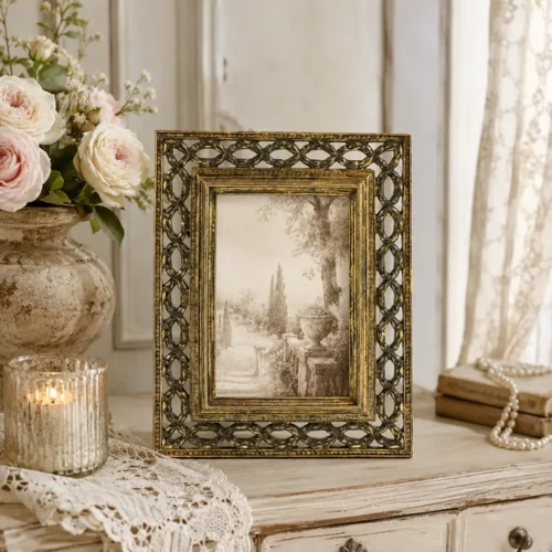 Blanc Mariclò Portafoto Vivienne 18x23 cm Oro Anticato