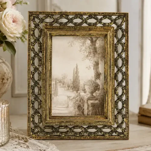 Blanc Mariclò Portafoto Vivienne h 25 cm Oro Anticato