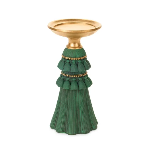 Nuvole di Stoffa Portacandela Silent Gold con nappine in resina 20 cm