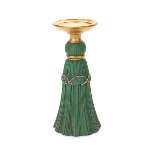 Nuvole di Stoffa Portacandela Silent Gold nappina verde H 25 cm