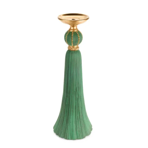 Nuvole di Stoffa Portacandela Silent Gold verde con treccia oro H 80 cm