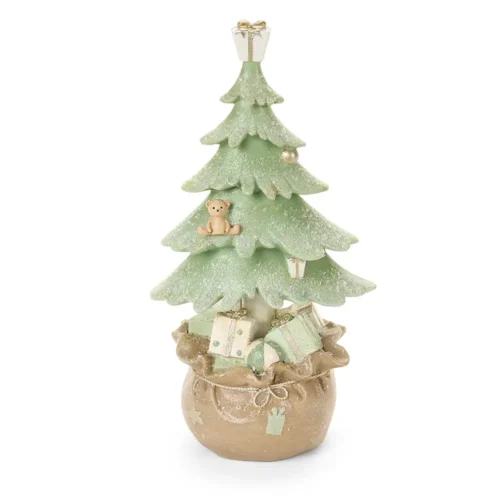Nuvole di Stoffa Albero di Natale Silent Gold in resina con base sacco e regali 26 cm