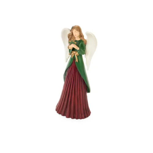 Nuvole di Stoffa Angelo natalizio con stella e giacca verde in resina 25 cm