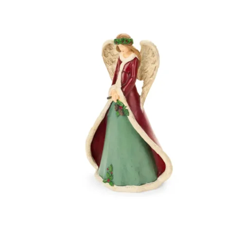 Nuvole di Stoffa Angelo natalizio con pigne in resina 25,5 cm