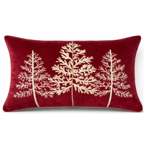 Alternative view of Cuscino rettangolare Aspen abeti in velluto rosso 50x35 cm