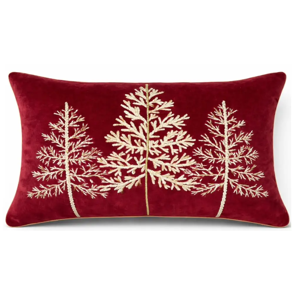 Cuscino rettangolare Aspen abeti in velluto rosso 50x35 cm - immagine 2