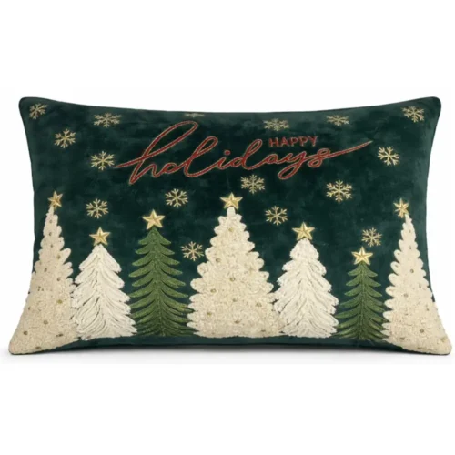Coussin rectangulaire Chalet en velours vert 50 x 35 cm – Image 2
