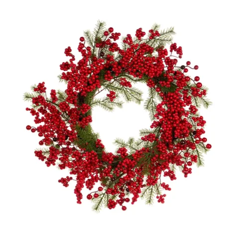 Nuvole di Stoffa Corona natalizia di bacche rosse con pino 46 cm