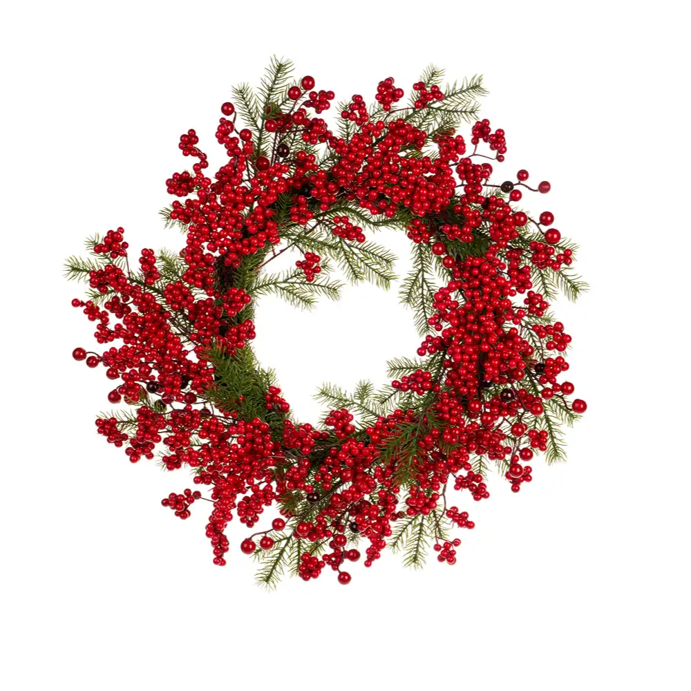 Nuvole di Stoffa Corona natalizia di bacche rosse con pino 46 cm
