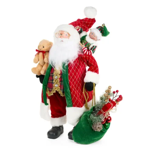 Nuvole di Stoffa Decorazione Babbo Natale con elfo effetto velluto 61 cm