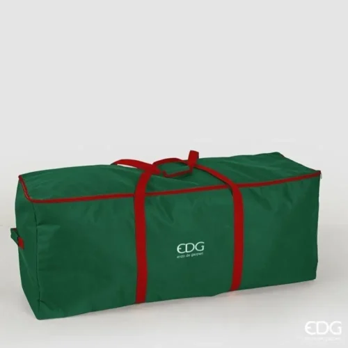 Borsa porta albero verde EDG con bordi, cerniera e manici rossi, logo bianco ricamato sul fronte.