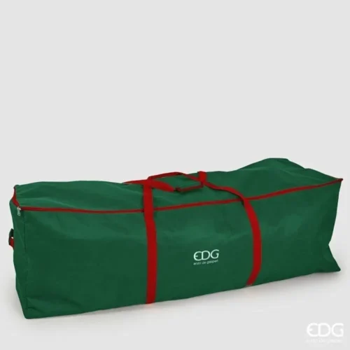 Borsa porta albero verde con cerniera, fasce e manici rossi, rifinita dal logo EDG bianco ricamato sul fronte.