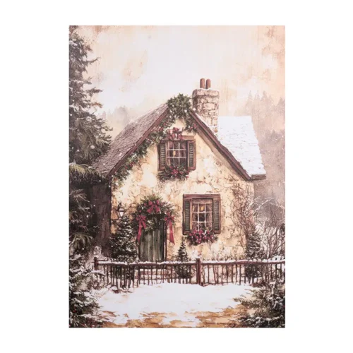 Nuvole di Stoffa Quadro canvas baita innevata 50 x 70 cm
