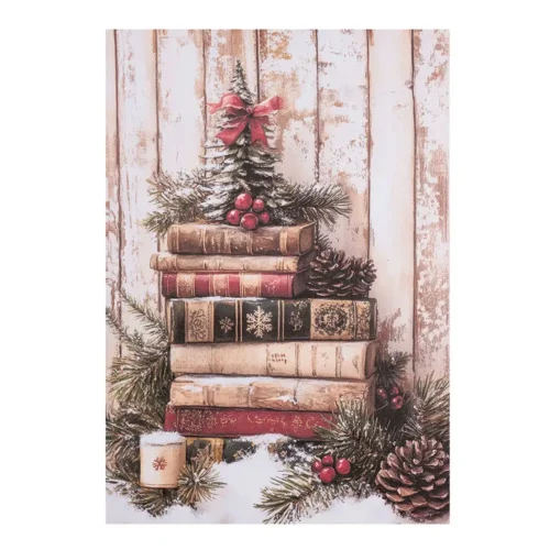 Nuvole di Stoffa Quadro canvas natalizio con libri 35,5 x 51 cm