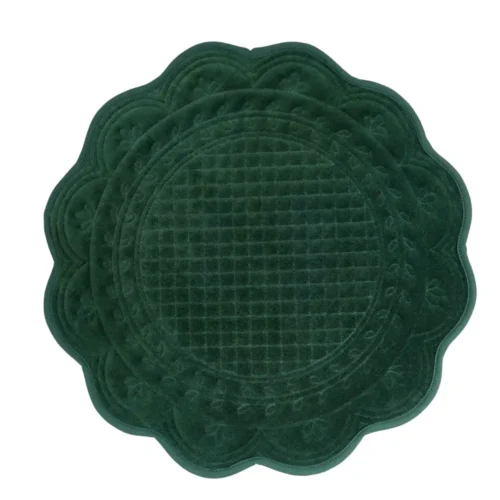 Nuvole di Stoffa Tovaglietta rotonda verde in velluto e cotone 40 cm