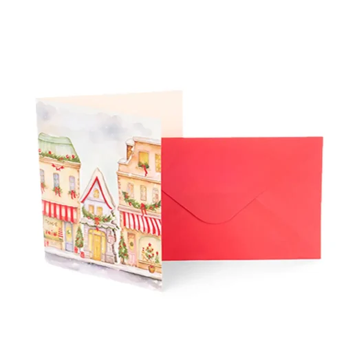 Nuvole di Stoffa Set 4 biglietti regalo case pop-up con lamina rossa - immagine 3