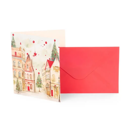 Alternative view of Nuvole di Stoffa Set 4 biglietti regalo case pop-up con lamina rossa