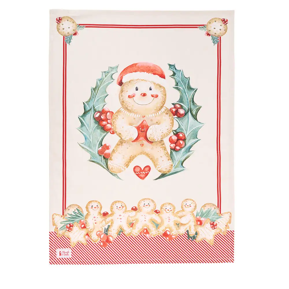 Nuvole di Stoffa Strofinaccio Delicious Christmas con cuore in cotone 50 x 70 cm