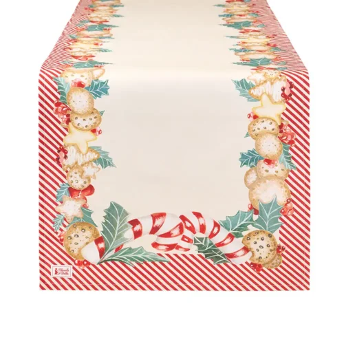 Nuvole di Stoffa Runner Delicious Christmas con ghirlanda in cotone 50 x 150 cm