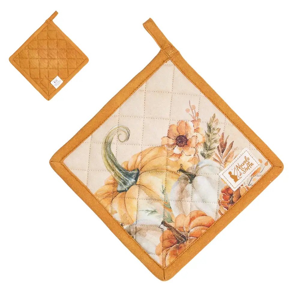 Nuvole di Stoffa Presina Racconti D'Autunno con pettirosso in cotone 18 x 18 cm