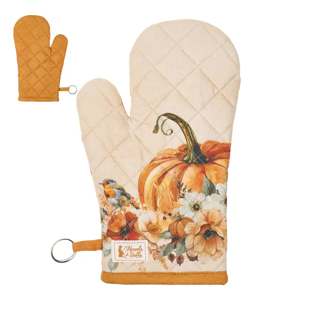 Nuvole di Stoffa Guantone forno Racconti D'Autunno con zucche in cotone 19 x 32 cm
