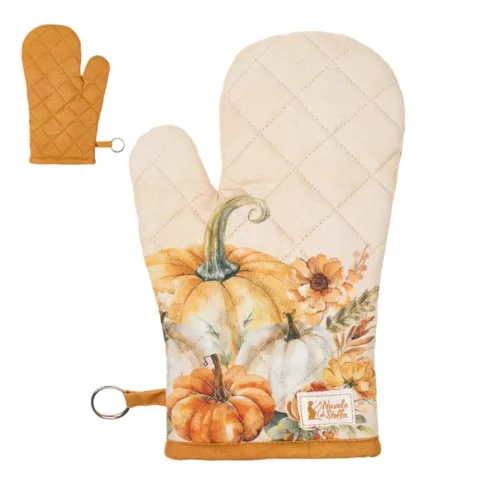Nuvole di Stoffa Guantone forno Racconti D'Autunno con pettirosso in cotone 19 x 32 cm
