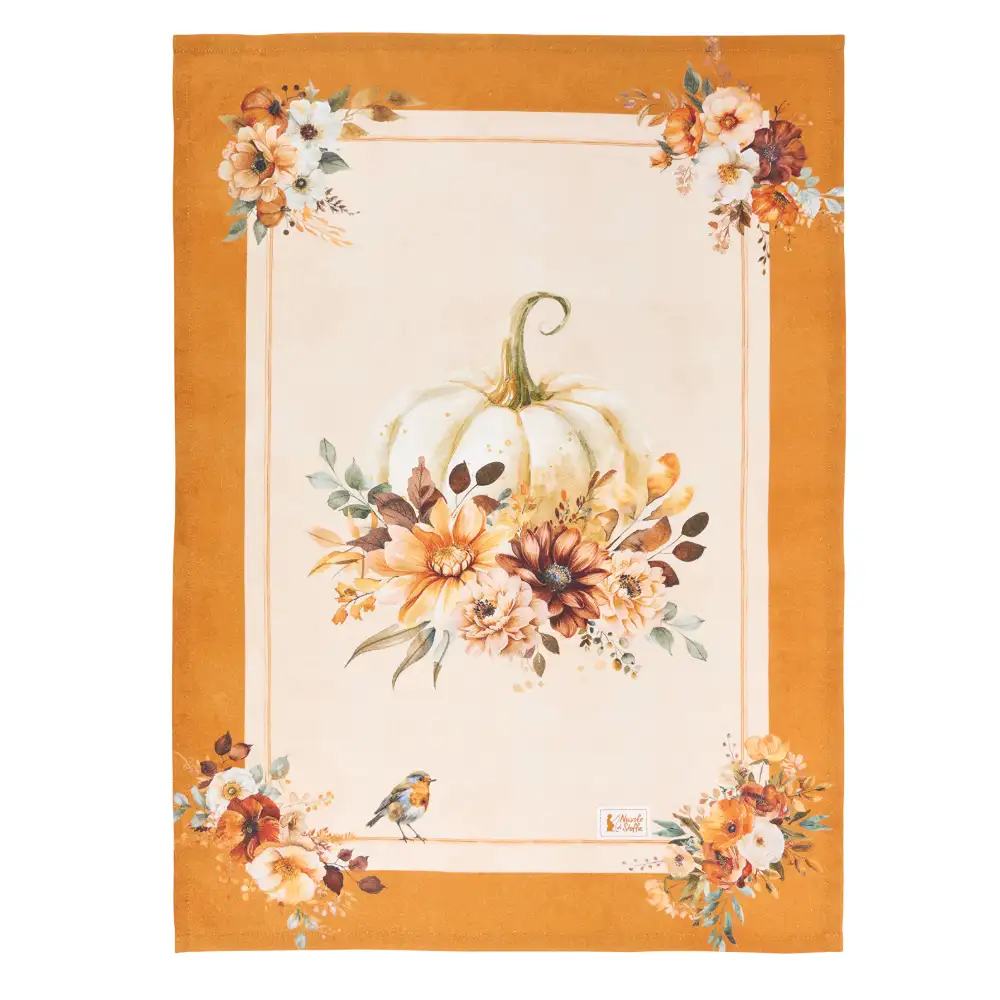 Nuvole di Stoffa Strofinaccio Racconti D'Autunno zucca bianca in cotone 50 x 70 cm