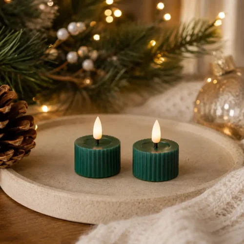 Nuvole di Stoffa Set 2 candele LED verdone effetto fiamma 4,5 x 4,5 x 2,5 cm