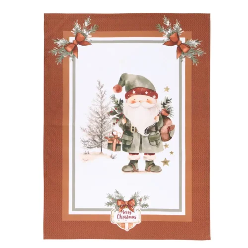 Nuvole di Stoffa Torchon Magic Noel avec gnome rouge en coton 50 x 70 cm