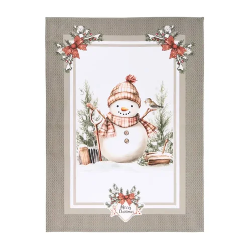 Nuvole di Stoffa Torchon Magic Noel avec bonhomme de neige en coton 50 x 70 cm