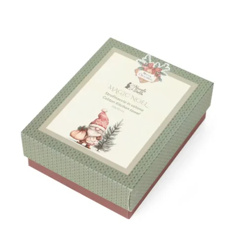 Alternative view of Nuvole di Stoffa Torchon Magic Noel avec lutin vert en coton 50 x 70 cm