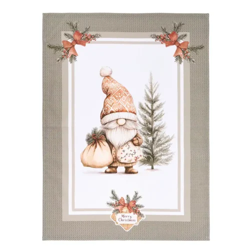 Nuvole di Stoffa Torchon Magic Noel avec lutin vert en coton 50 x 70 cm