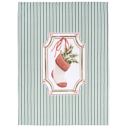 Nuvole di Stoffa Torchon Magic Noel avec chaussette de Noël en coton 50 x 70 cm
