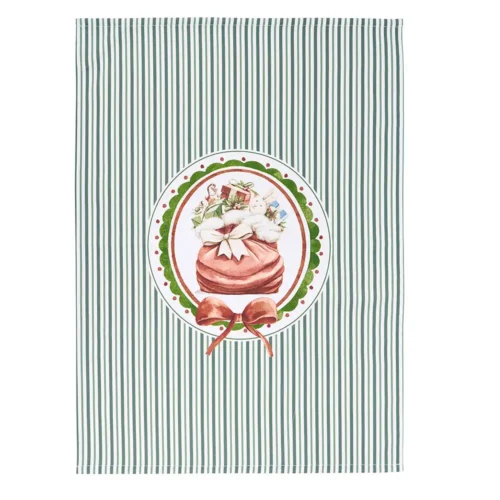 Nuvole di Stoffa Torchon Magic Noel avec hotte de cadeaux en coton 50 x 70 cm