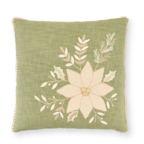 Nuvole di Stoffa: cojín Silent Gold con flor de las Alpes, 45 x 45 cm