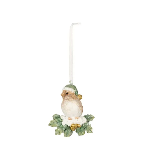 Nuvole di Stoffa Uccellino con cappello da appendere in resina 7 cm