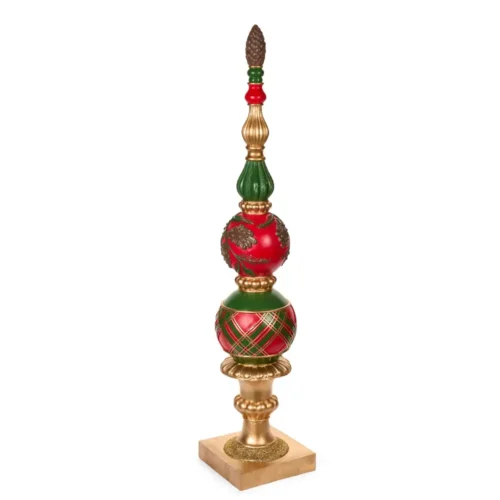 Cimier décoratif de Noël en résine rouge, vert et or h 155 cm – Image 3