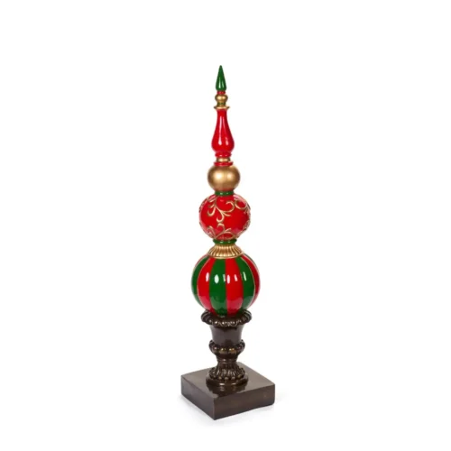 Alternative view of Puntale da appoggio natalizio decorativo in resina rosso verde e oro h 125 cm