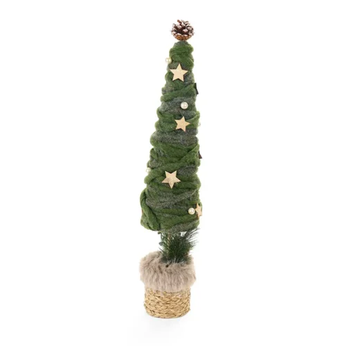 Nuvole di Stoffa Albero Silent Gold in feltro con base in corda e pelliccia H 65 cm