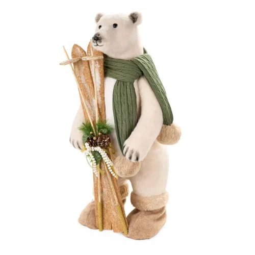 Nuvole di Stoffa Orso bianco Silent Gold con sci 92 cm