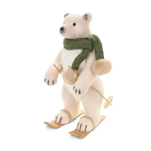 Nuvole di Stoffa Orso bianco Silent Gold con sci ai piedi 53 cm