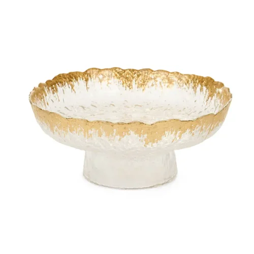 Nuvole di Stoffa Alzatina Silent Gold in vetro con bordo oro 20 x 8,5 cm