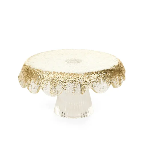 Nuvole di Stoffa Alzatina Silent Gold in vetro con gocce oro 16 x 9,5 cm